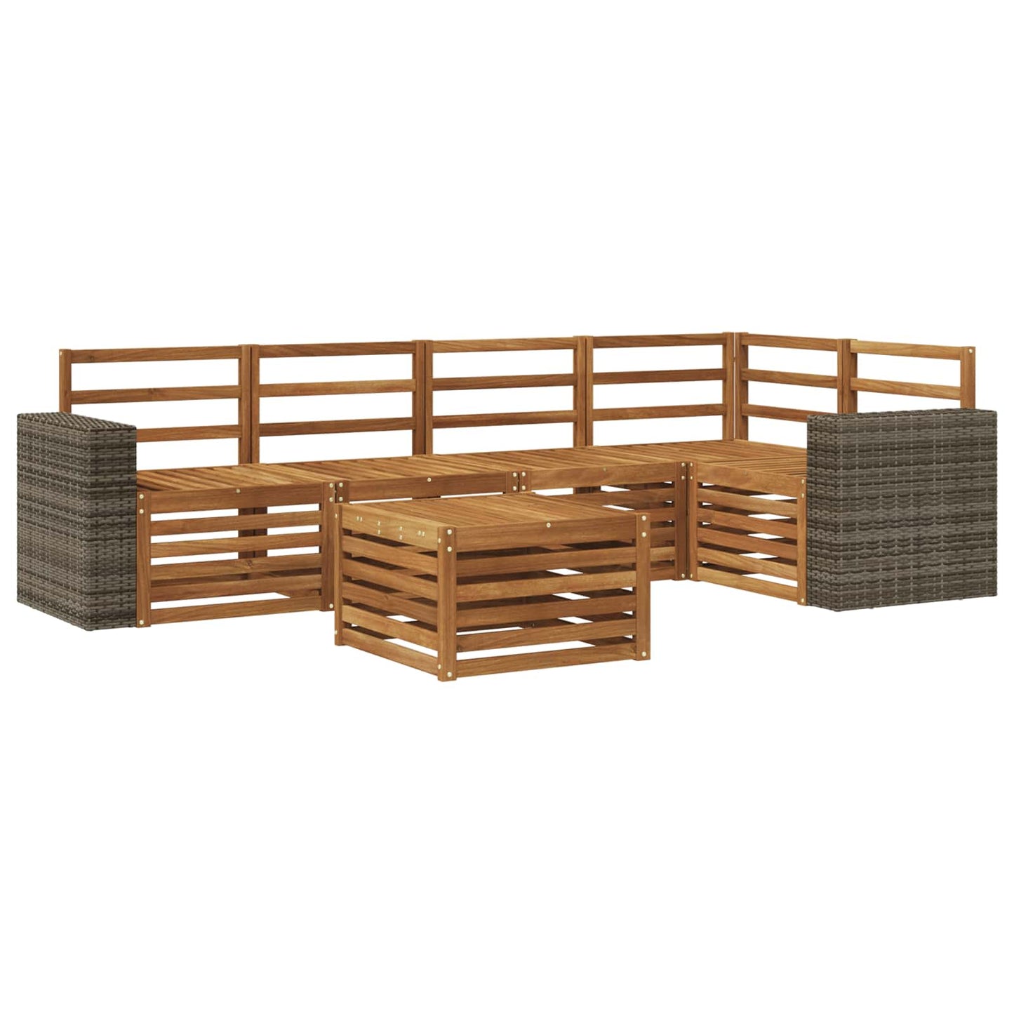 Hoekbank Set 6 pcs Naturel Massief Acaciahout is nu te koop bij PeponiXL, paradijselijk wonen!