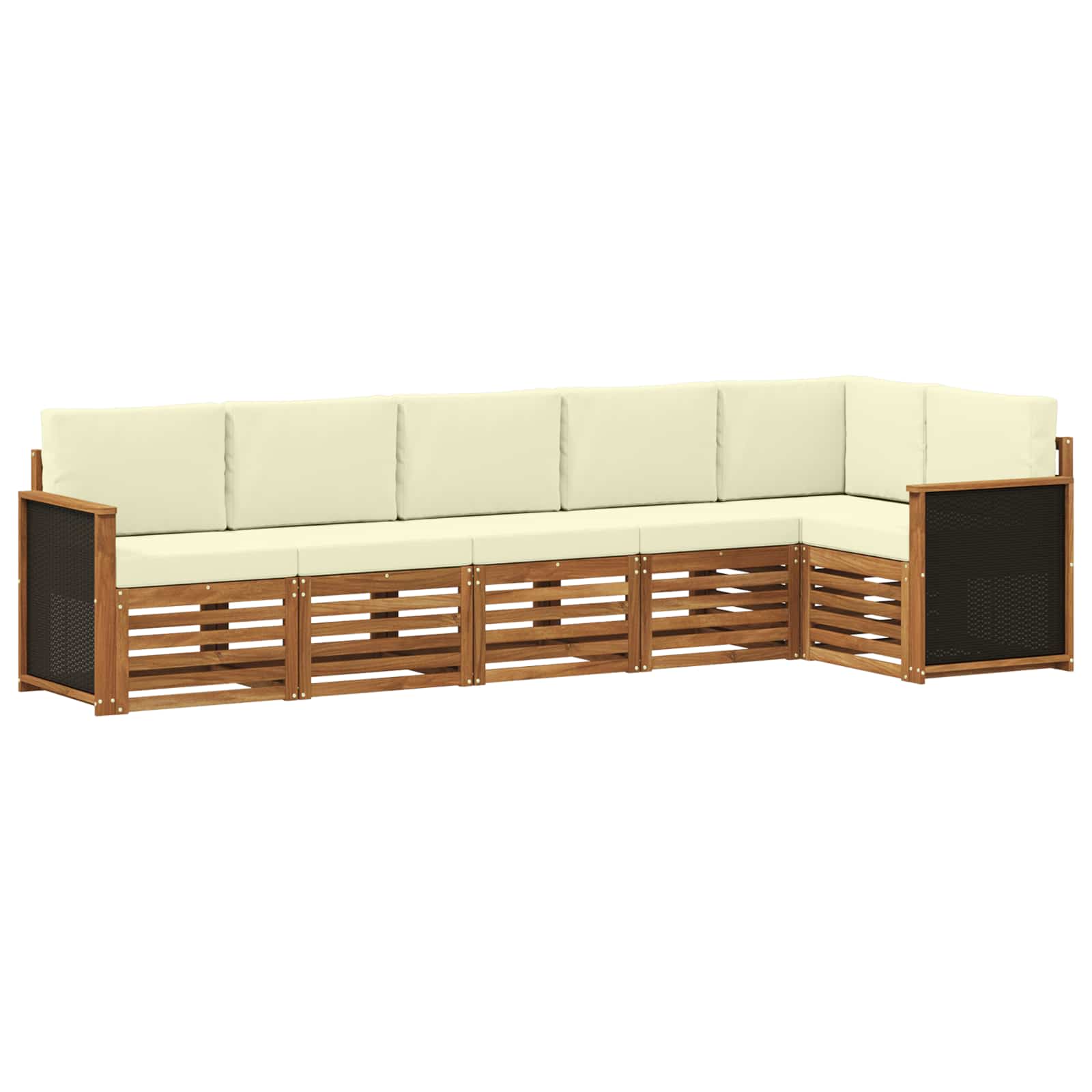 Hoekbank Set met kussen 5 pcs Natuurlijk en Crème is nu te koop bij PeponiXL, paradijselijk wonen!