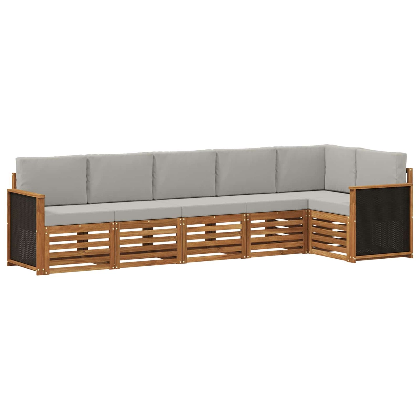 Hoekbank Set met kussen 5 pcs Naturel en lichtgrijs is nu te koop bij PeponiXL, paradijselijk wonen!