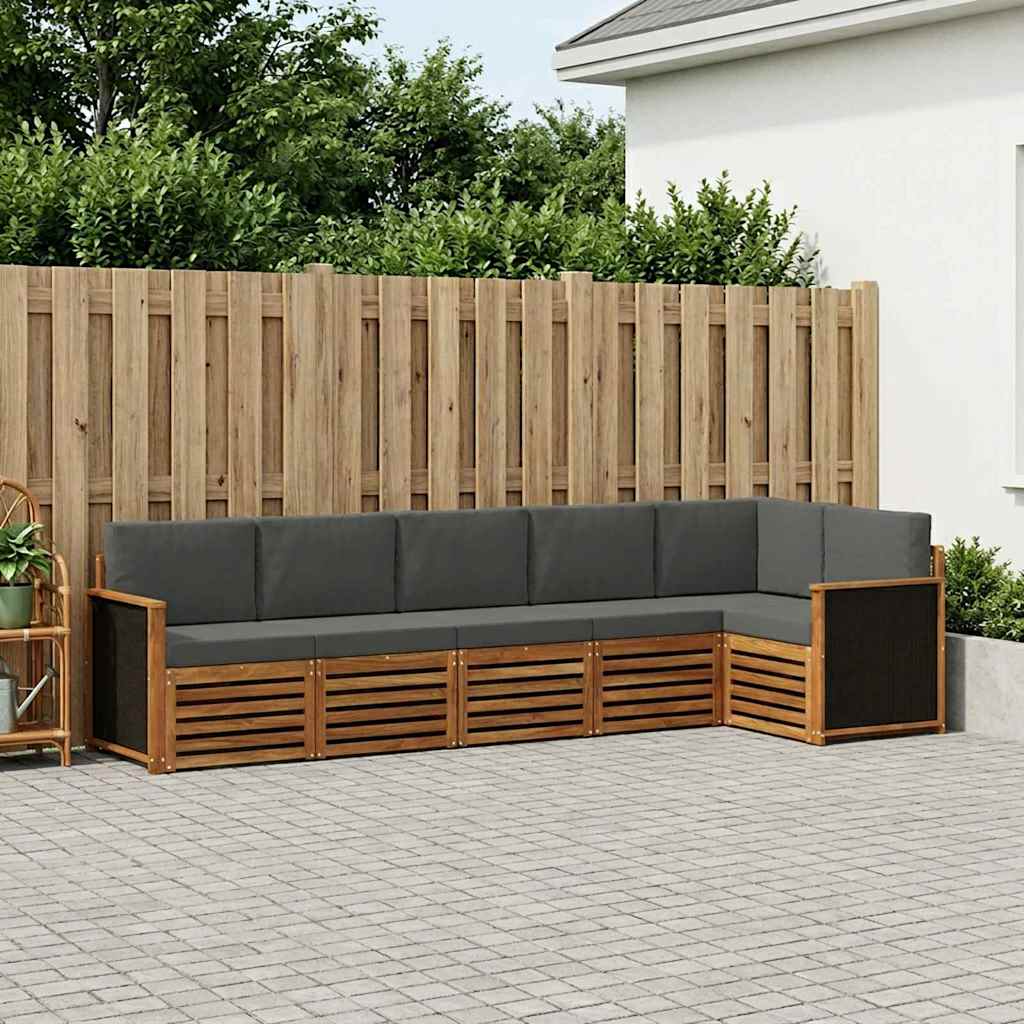 Hoekbank Set met kussen 5 pcs Natuurlijk en Antraciet is nu te koop bij PeponiXL, paradijselijk wonen!
