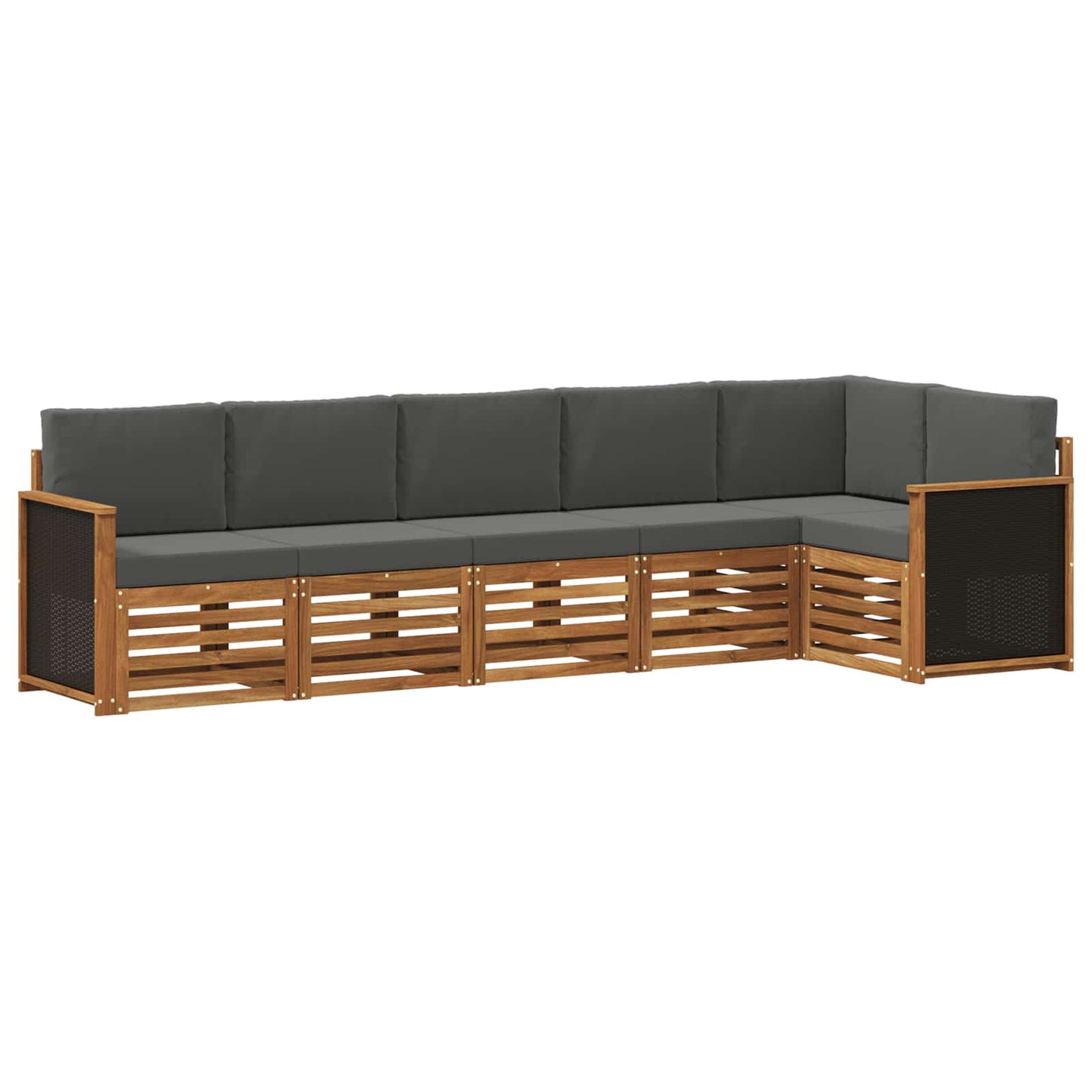 Hoekbank Set met kussen 5 pcs Natuurlijk en Antraciet is nu te koop bij PeponiXL, paradijselijk wonen!