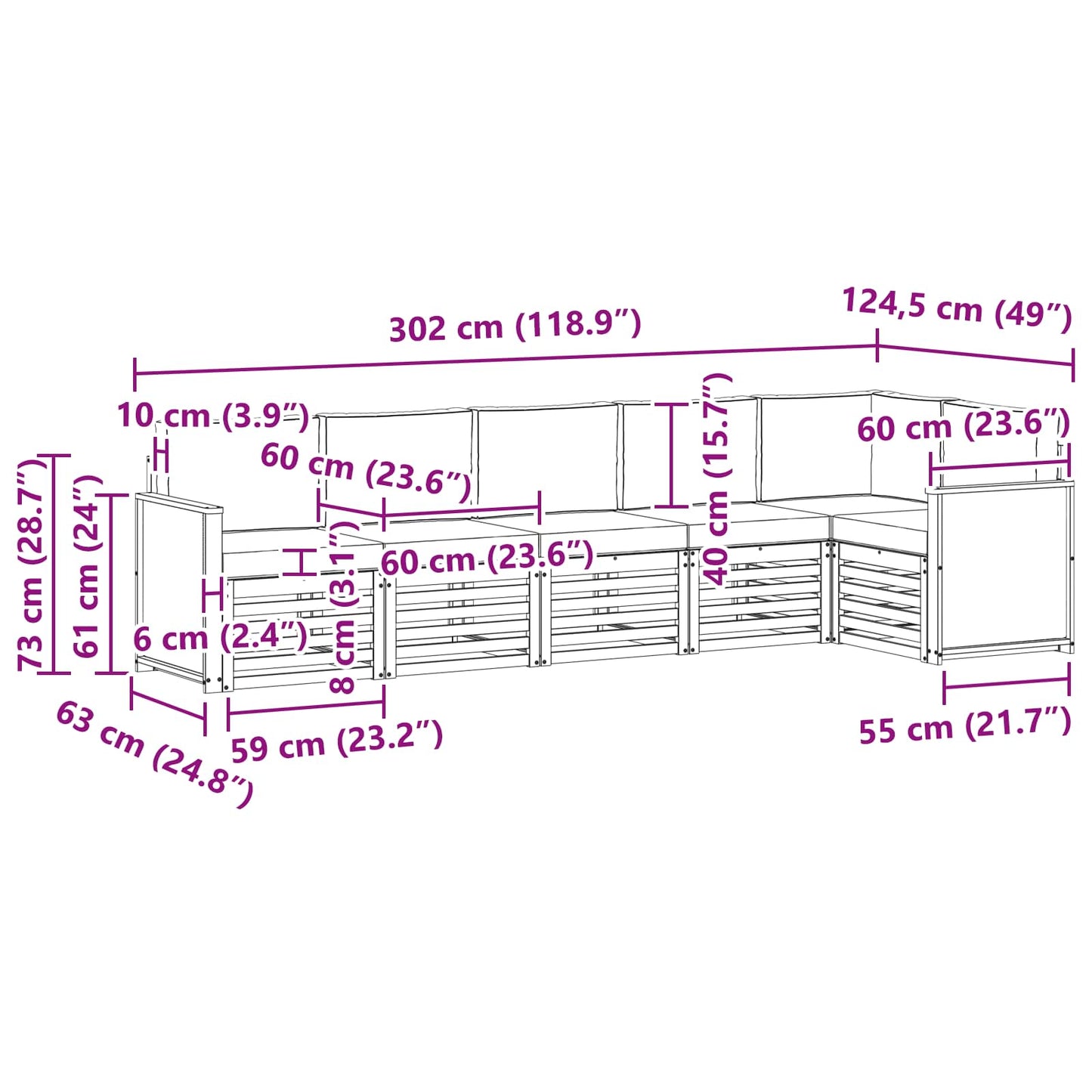 Hoekbank Set met kussen 5 pcs Natuurlijk en Antraciet is nu te koop bij PeponiXL, paradijselijk wonen!