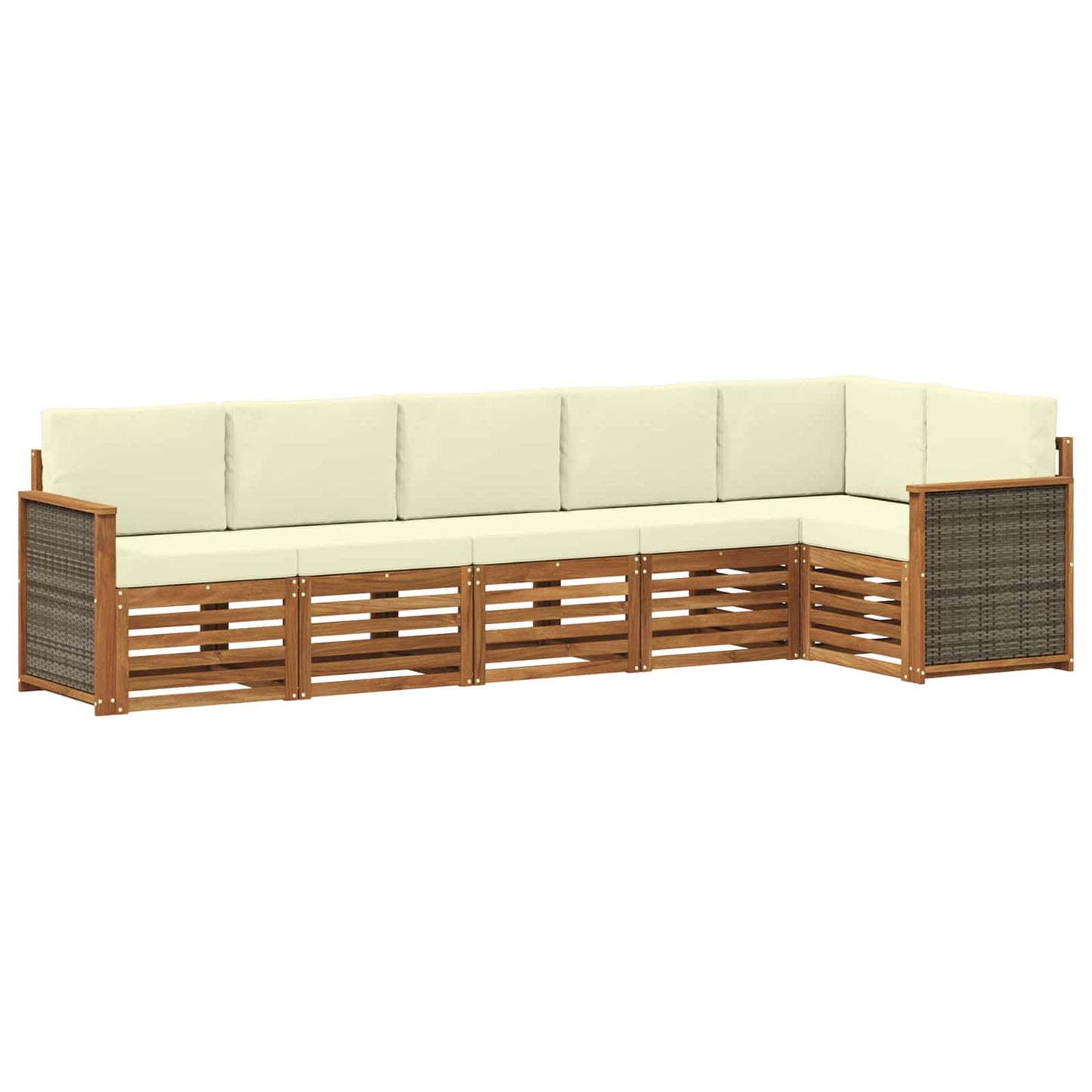 Hoekbank Set met kussen 5 pcs Natuurlijk en Crème is nu te koop bij PeponiXL, paradijselijk wonen!