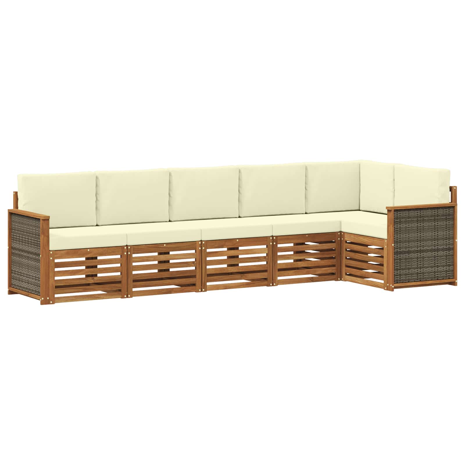 Hoekbank Set met kussen 5 pcs Natuurlijk en Crème is nu te koop bij PeponiXL, paradijselijk wonen!