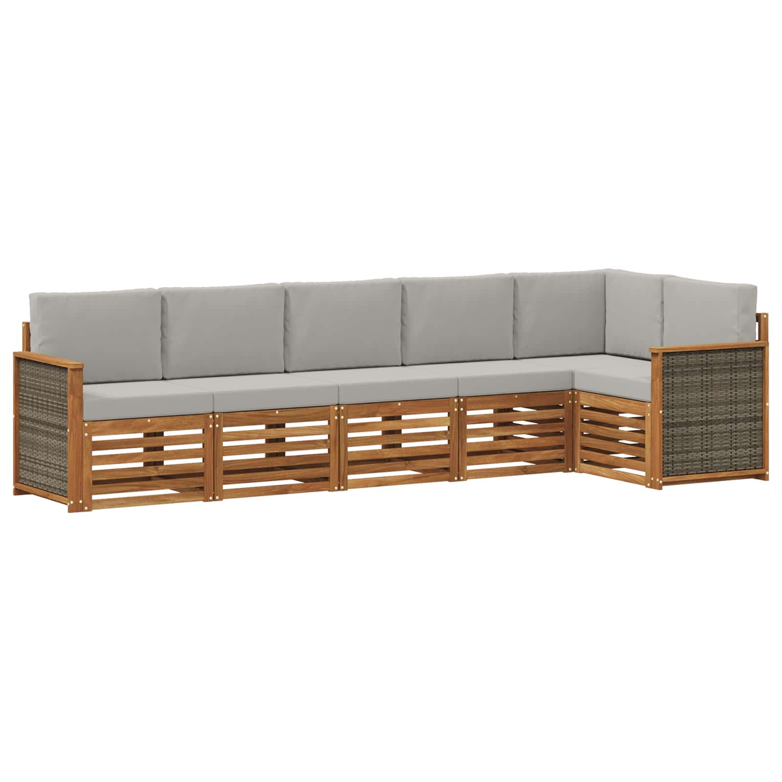Hoekbank Set met kussen 5 pcs Naturel en lichtgrijs is nu te koop bij PeponiXL, paradijselijk wonen!