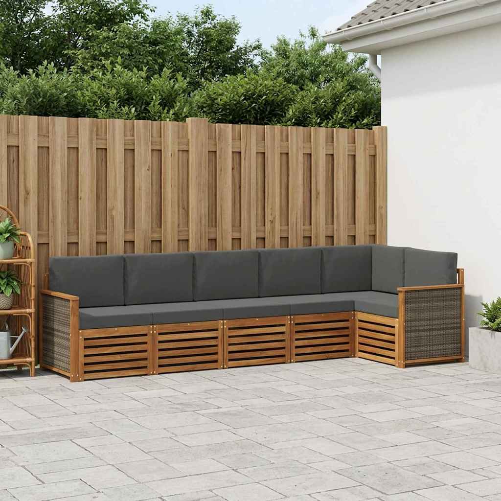 Hoekbank Set met kussen 5 pcs Natuurlijk en Antraciet is nu te koop bij PeponiXL, paradijselijk wonen!