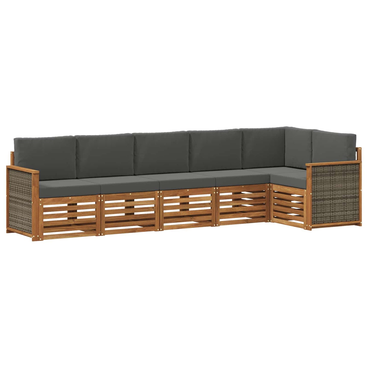 Hoekbank Set met kussen 5 pcs Natuurlijk en Antraciet is nu te koop bij PeponiXL, paradijselijk wonen!