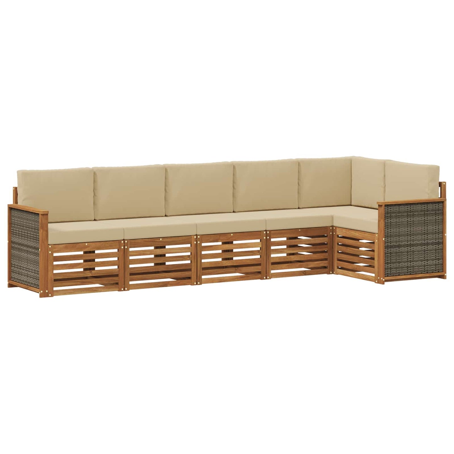Hoekbank Set 5 pcs Naturel Massief Acaciahout en Polyester is nu te koop bij PeponiXL, paradijselijk wonen!
