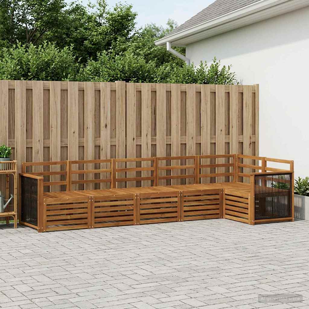 Hoekbank Set 5 pcs Naturel Massief Acaciahout is nu te koop bij PeponiXL, paradijselijk wonen!