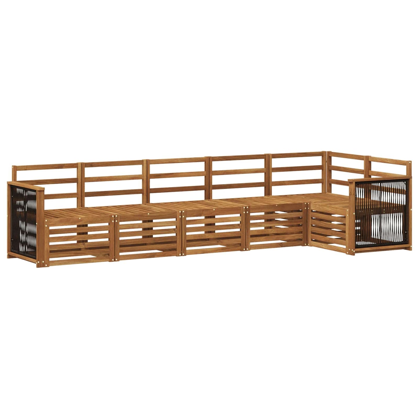 Hoekbank Set 5 pcs Naturel Massief Acaciahout is nu te koop bij PeponiXL, paradijselijk wonen!