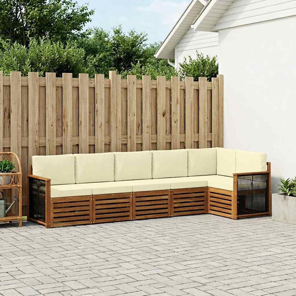 Hoekbank Set met kussen 5 pcs Natuurlijk en Crème is nu te koop bij PeponiXL, paradijselijk wonen!