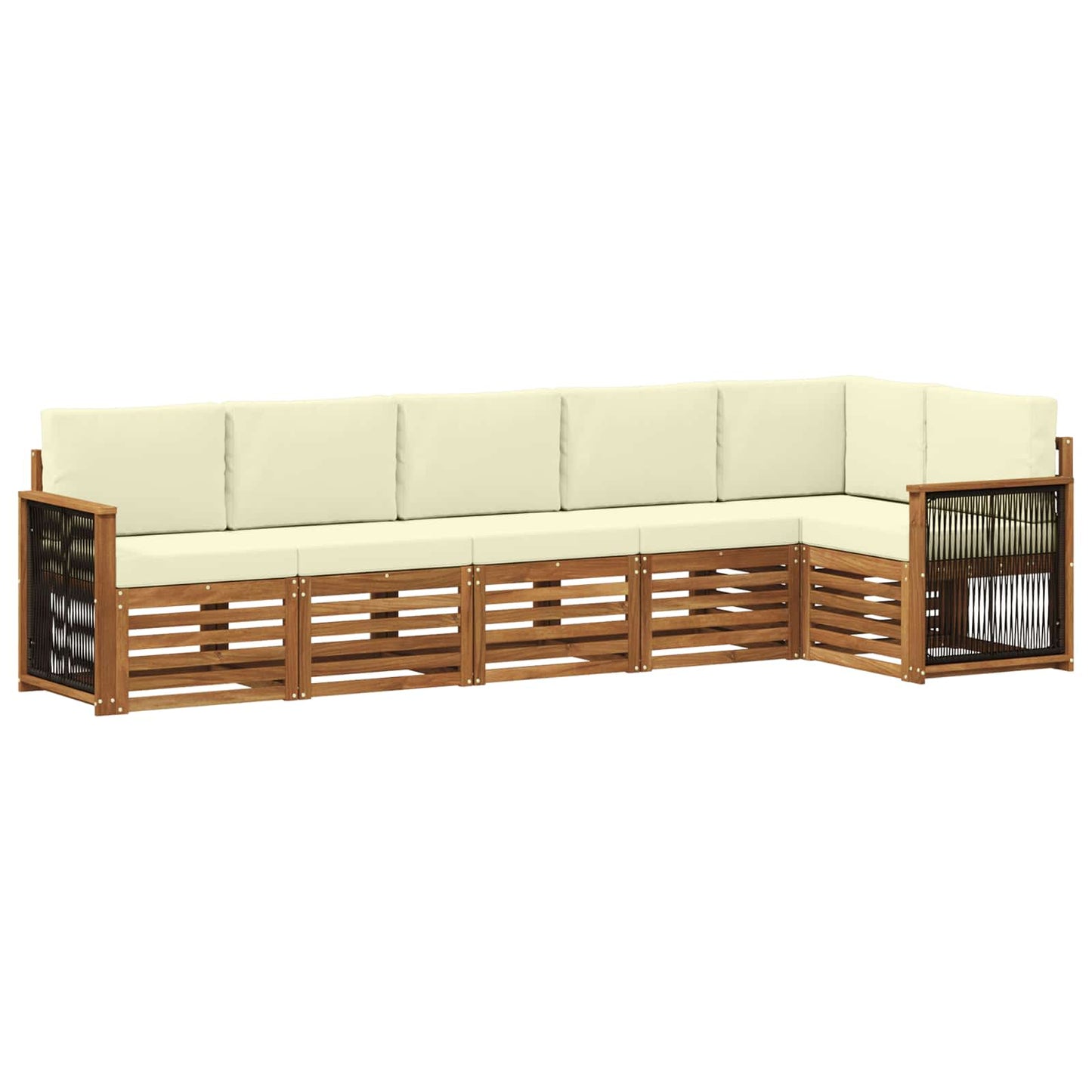Hoekbank Set met kussen 5 pcs Natuurlijk en Crème is nu te koop bij PeponiXL, paradijselijk wonen!
