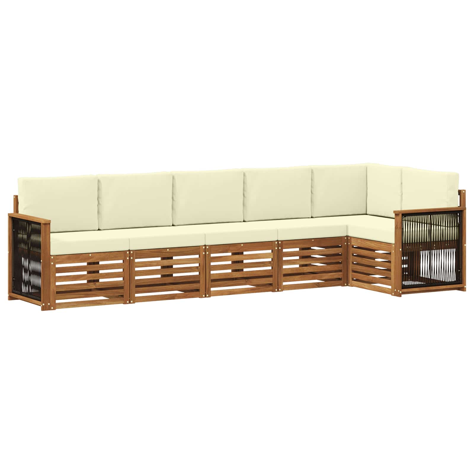 Hoekbank Set met kussen 5 pcs Natuurlijk en Crème is nu te koop bij PeponiXL, paradijselijk wonen!