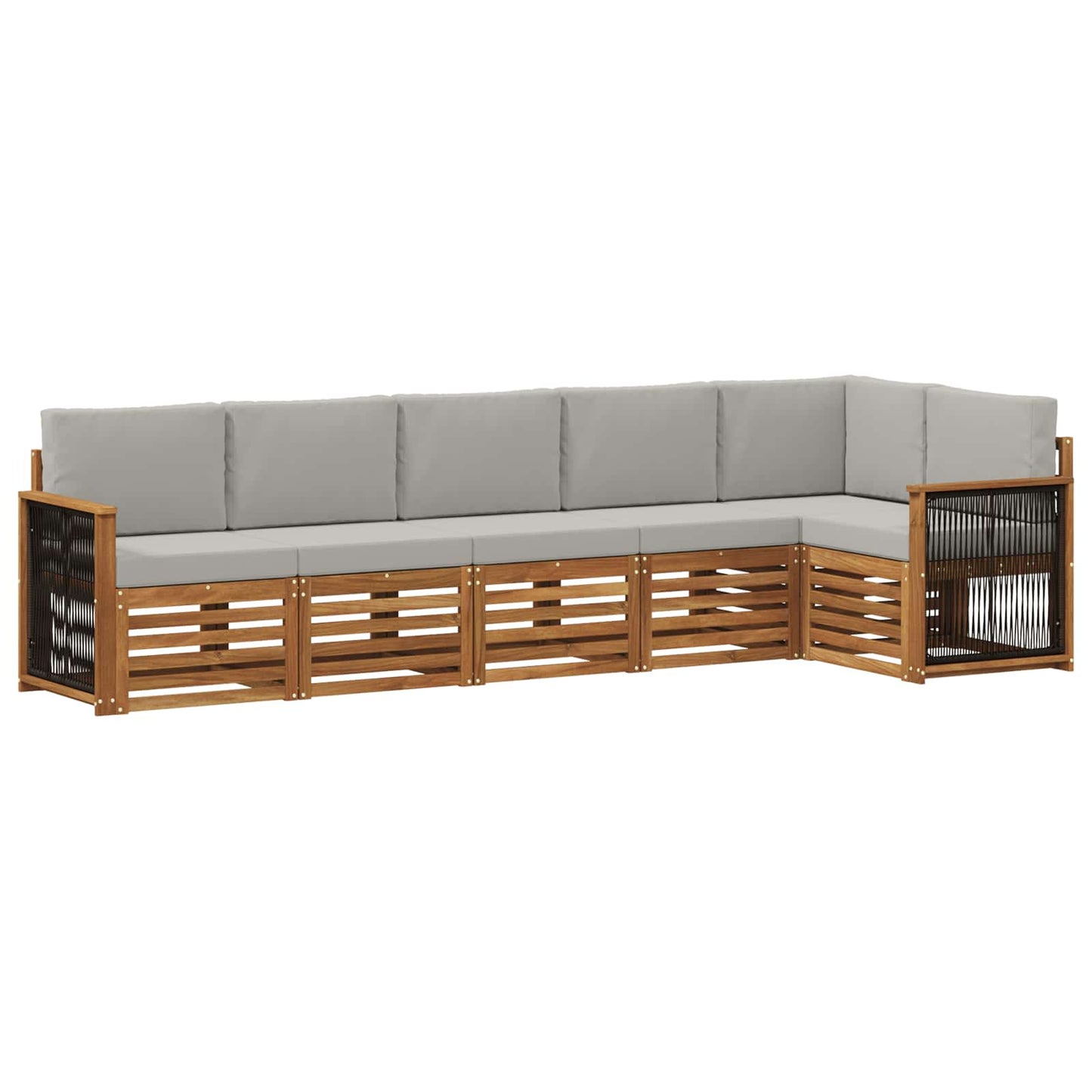 Hoekbank Set met kussen 5 pcs Naturel en lichtgrijs is nu te koop bij PeponiXL, paradijselijk wonen!