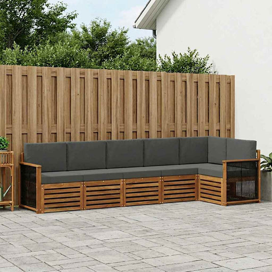 Hoekbank Set met kussen 5 pcs Natuurlijk en Antraciet is nu te koop bij PeponiXL, paradijselijk wonen!