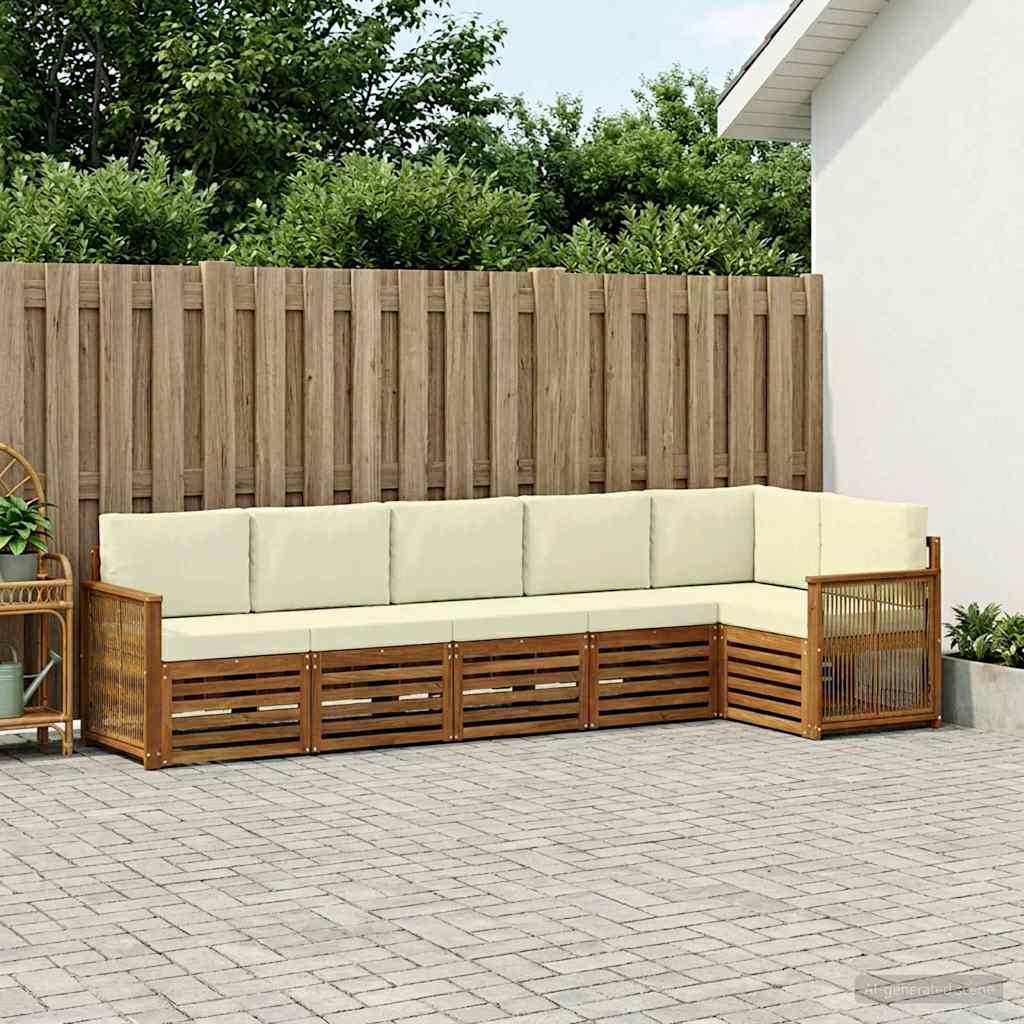 Hoekbank Set met kussen 5 pcs Natuurlijk en Crème is nu te koop bij PeponiXL, paradijselijk wonen!