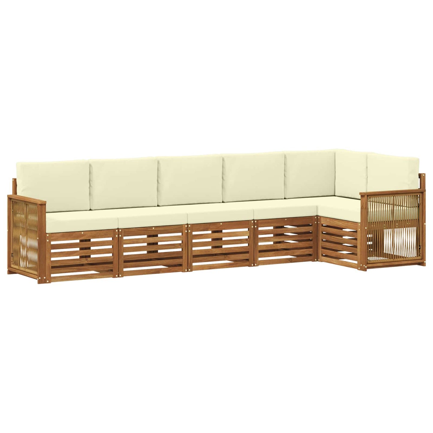 Hoekbank Set met kussen 5 pcs Natuurlijk en Crème is nu te koop bij PeponiXL, paradijselijk wonen!