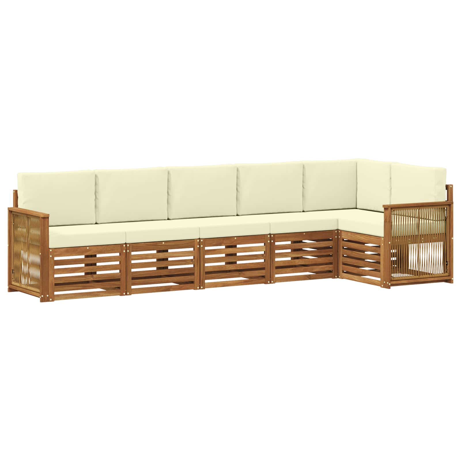 Hoekbank Set met kussen 5 pcs Natuurlijk en Crème is nu te koop bij PeponiXL, paradijselijk wonen!