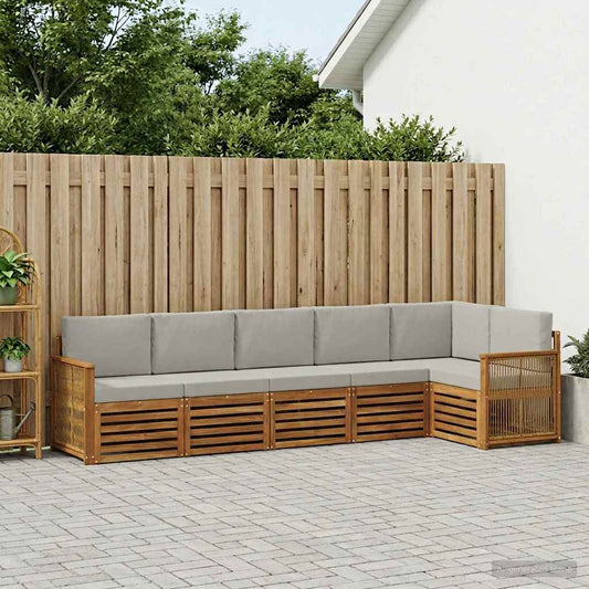 Hoekbank Set met kussen 5 pcs Naturel en lichtgrijs is nu te koop bij PeponiXL, paradijselijk wonen!