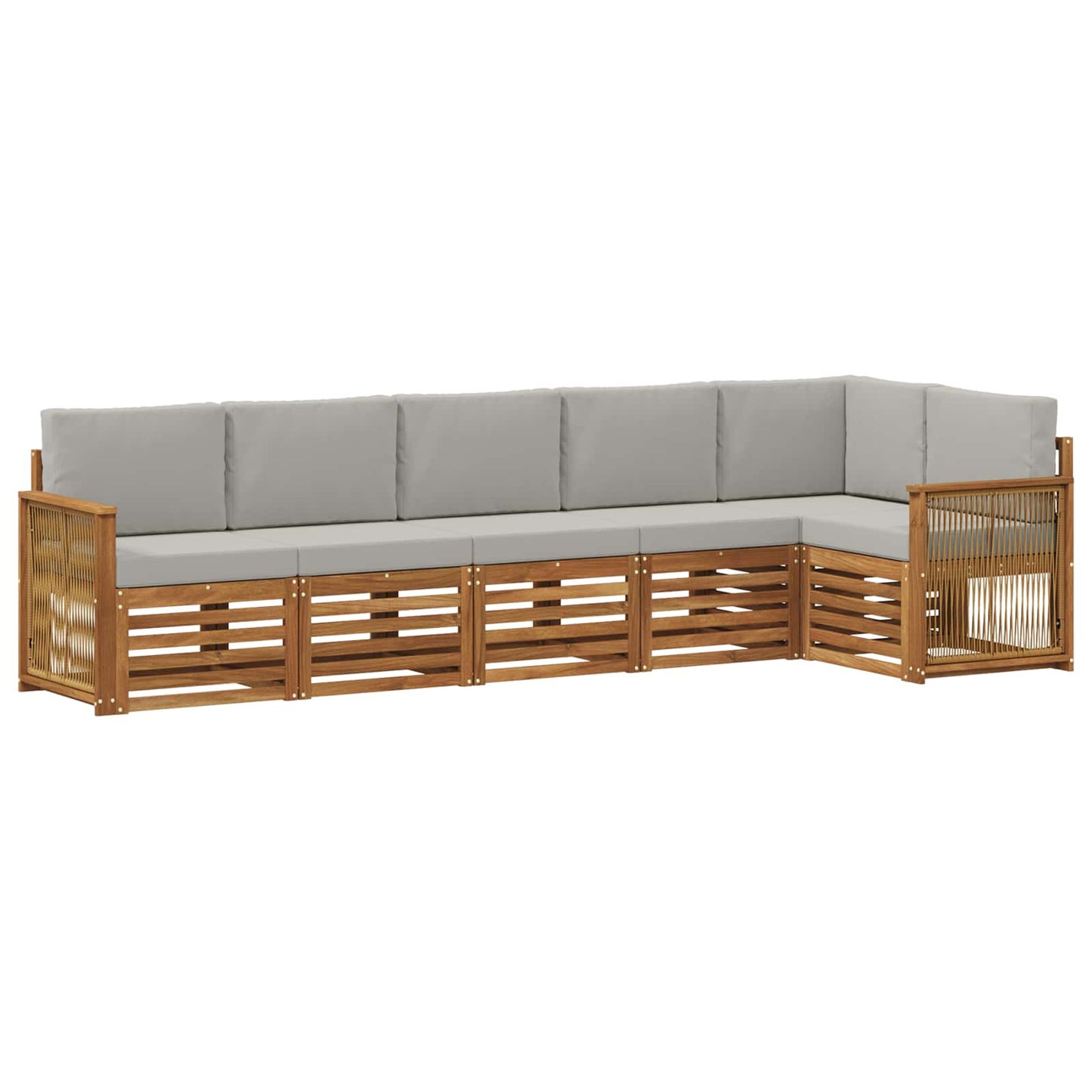 Hoekbank Set met kussen 5 pcs Naturel en lichtgrijs is nu te koop bij PeponiXL, paradijselijk wonen!