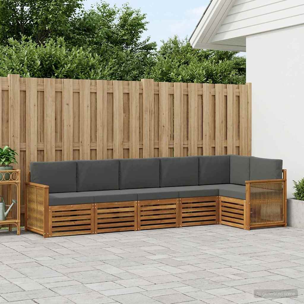 Hoekbank Set met kussen 5 pcs Natuurlijk en Antraciet is nu te koop bij PeponiXL, paradijselijk wonen!