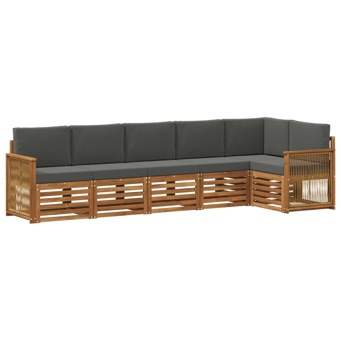 Hoekbank Set met kussen 5 pcs Natuurlijk en Antraciet is nu te koop bij PeponiXL, paradijselijk wonen!