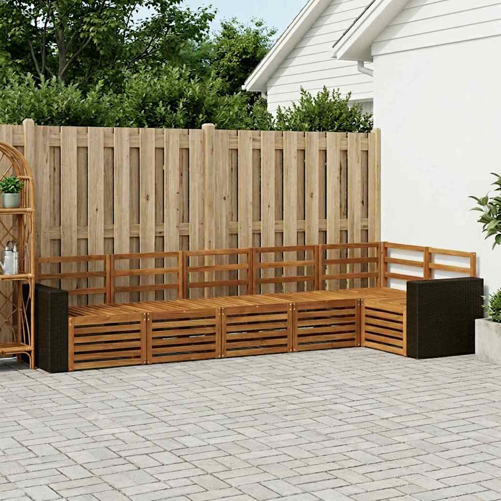 Hoekbank Set 6 pcs Naturel Massief Acaciahout is nu te koop bij PeponiXL, paradijselijk wonen!