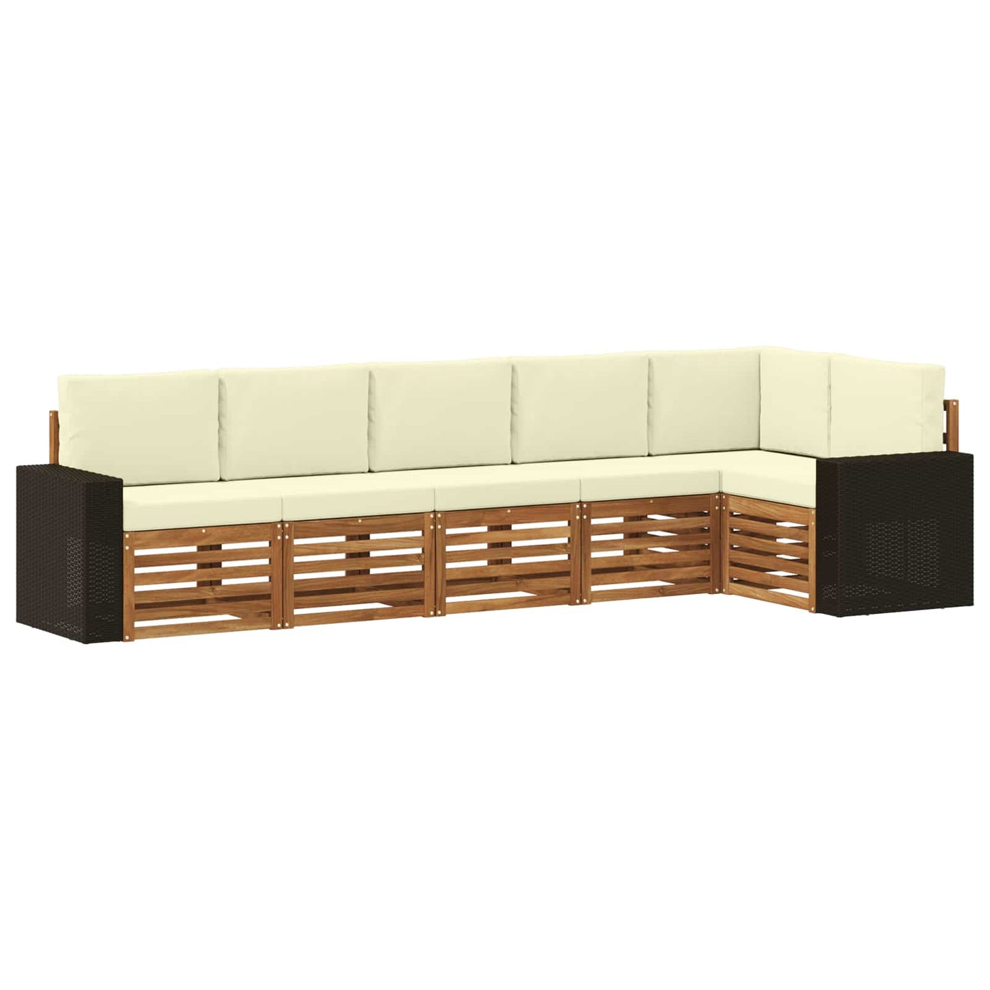 Hoekbank Set 6 pcs Natuurlijk en Crème Massief Acaciahout is nu te koop bij PeponiXL, paradijselijk wonen!