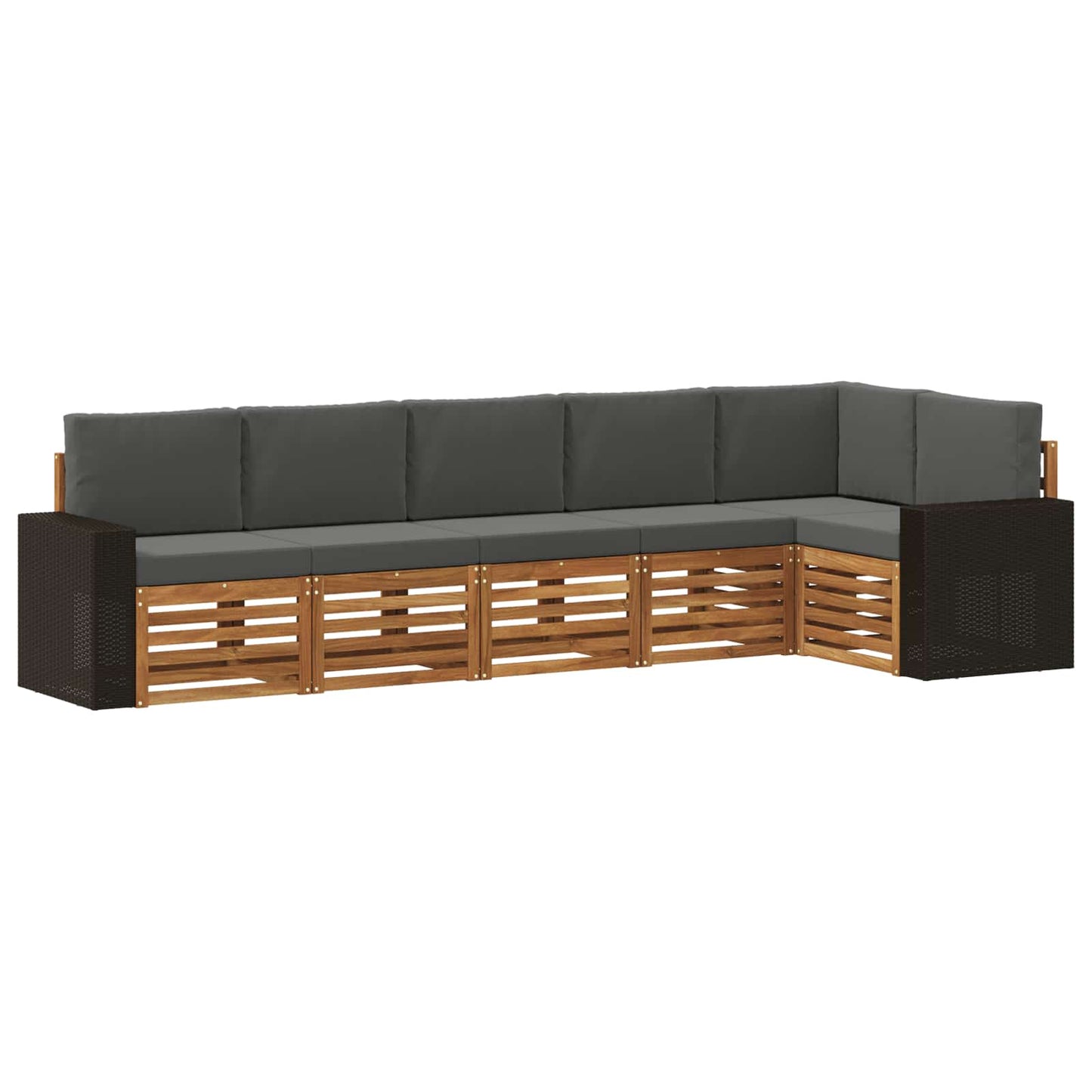 Hoekbank Set 6 pcs Natuurlijk en Antraciet Massief Acaciahout is nu te koop bij PeponiXL, paradijselijk wonen!
