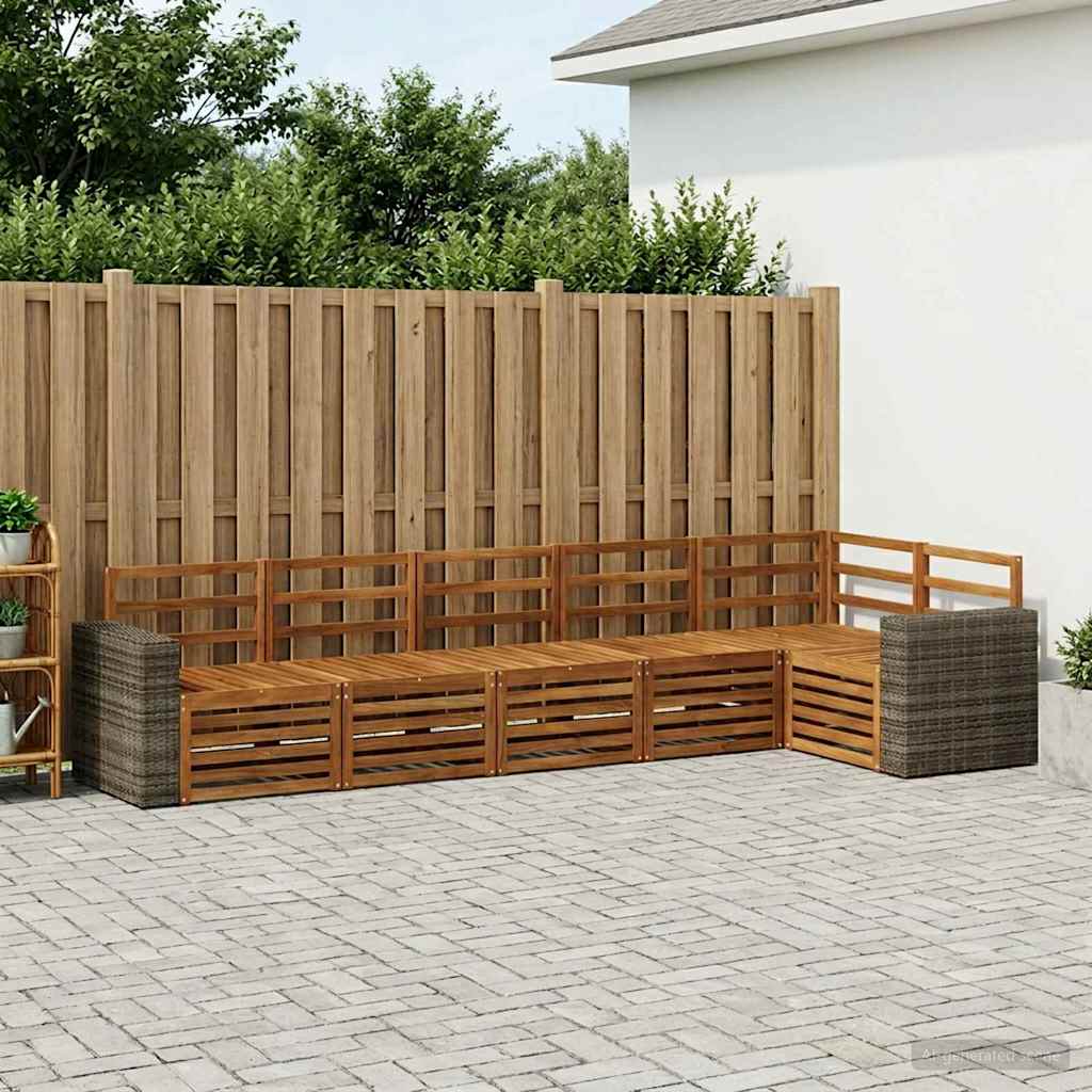 Hoekbank Set 6 pcs Naturel Massief Acaciahout is nu te koop bij PeponiXL, paradijselijk wonen!
