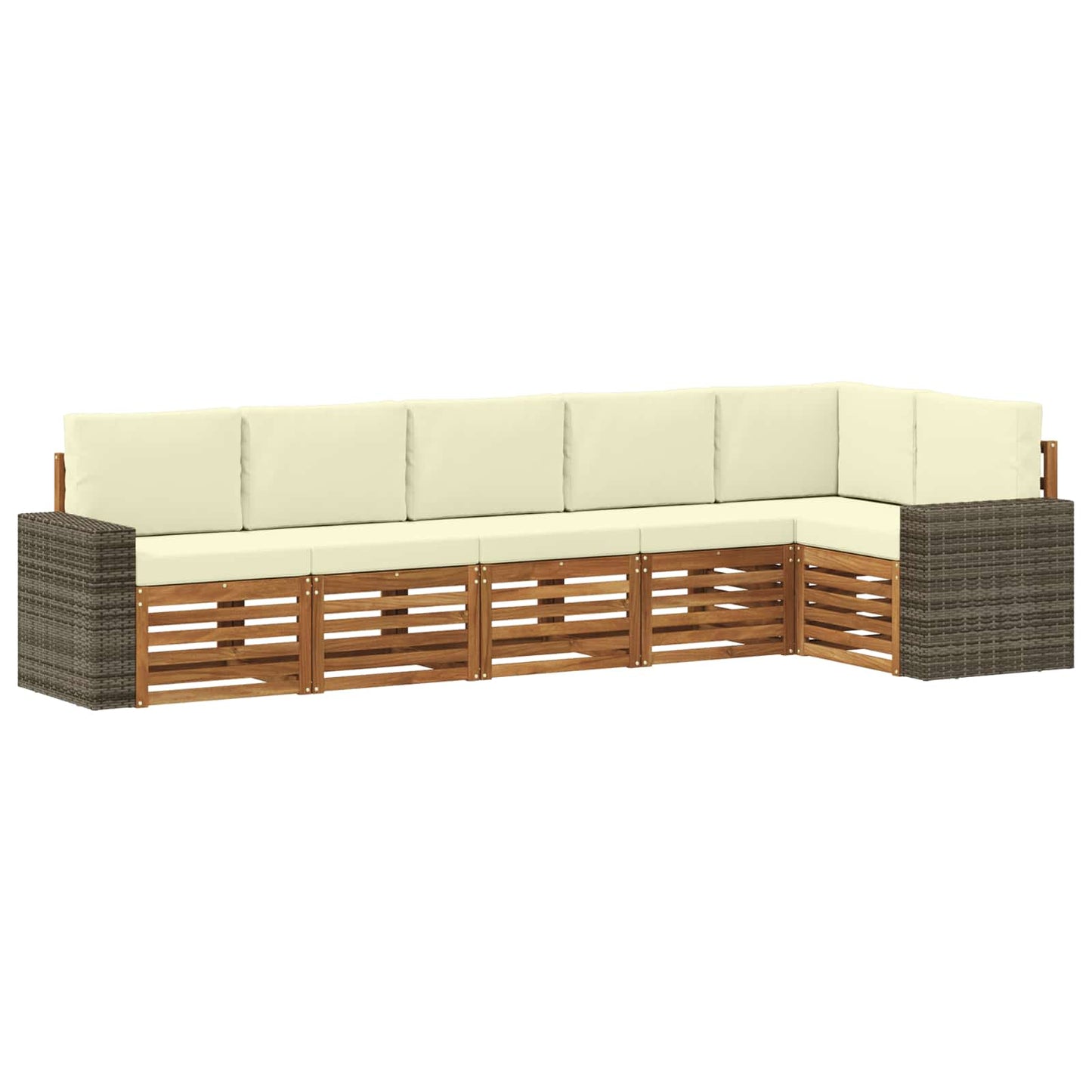 Hoekbank Set 6 pcs Natuurlijk en Crème Massief Acaciahout is nu te koop bij PeponiXL, paradijselijk wonen!