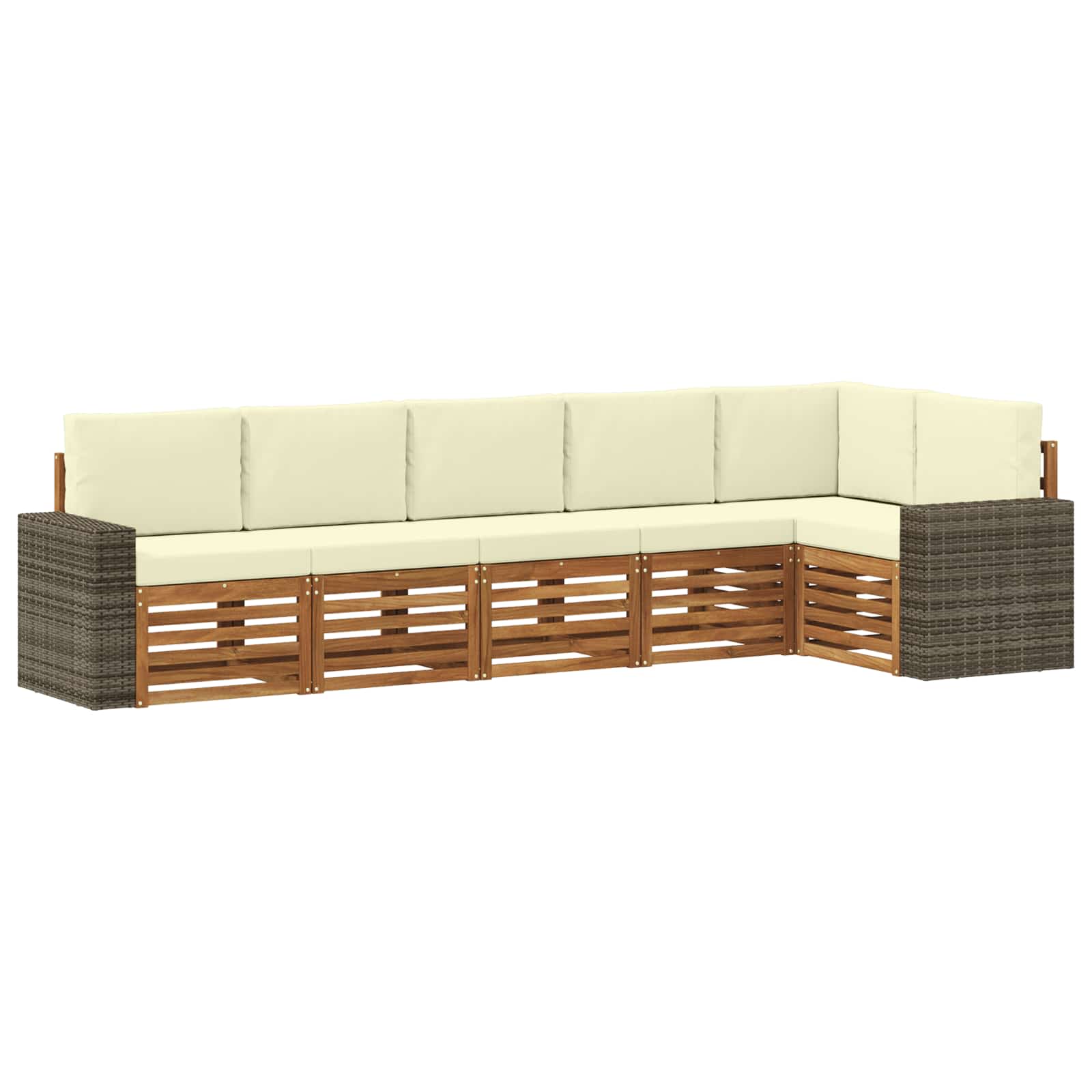 Hoekbank Set 6 pcs Natuurlijk en Crème Massief Acaciahout is nu te koop bij PeponiXL, paradijselijk wonen!