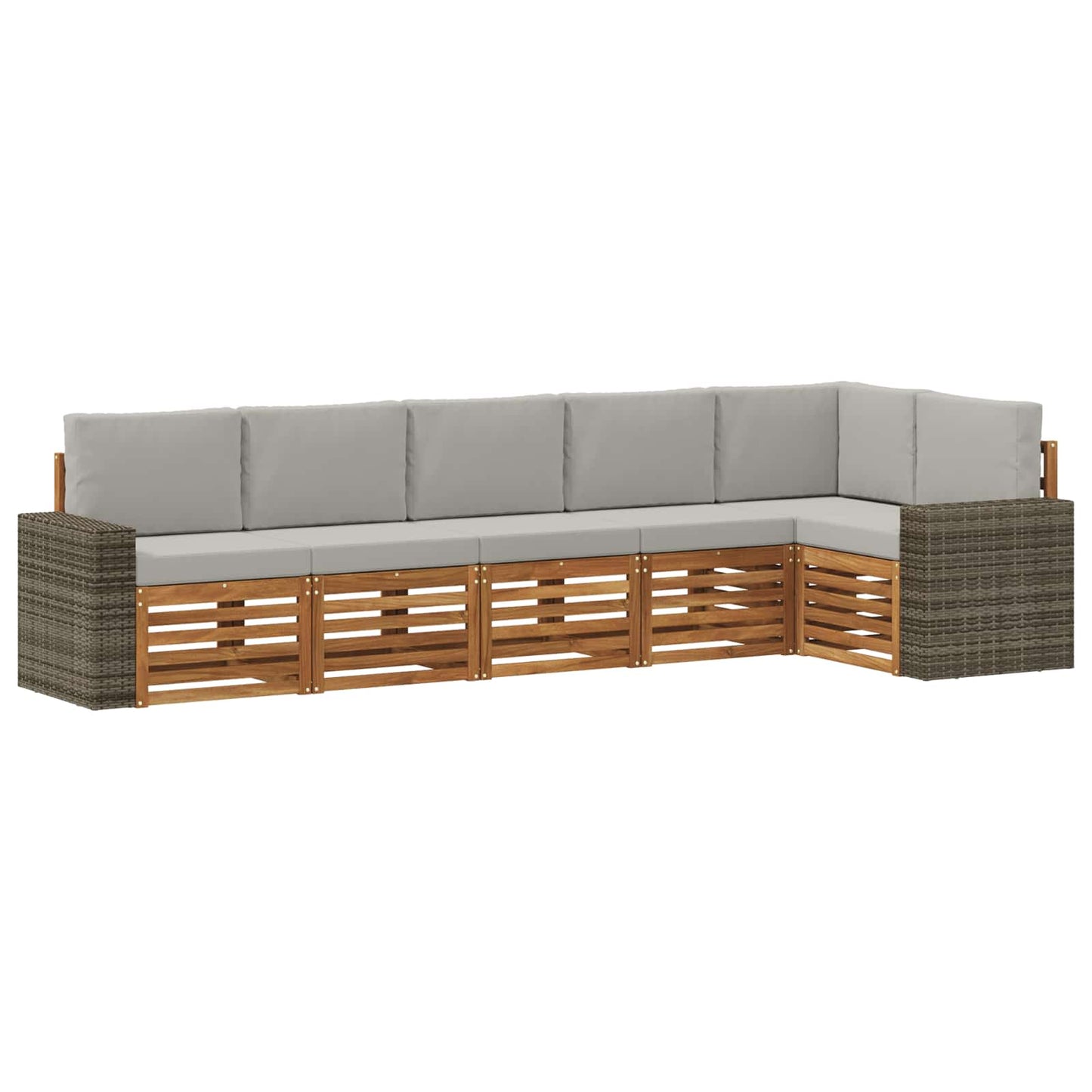 Hoekbank Set 6 pcs Naturel en lichtgrijs Massief Acaciahout is nu te koop bij PeponiXL, paradijselijk wonen!