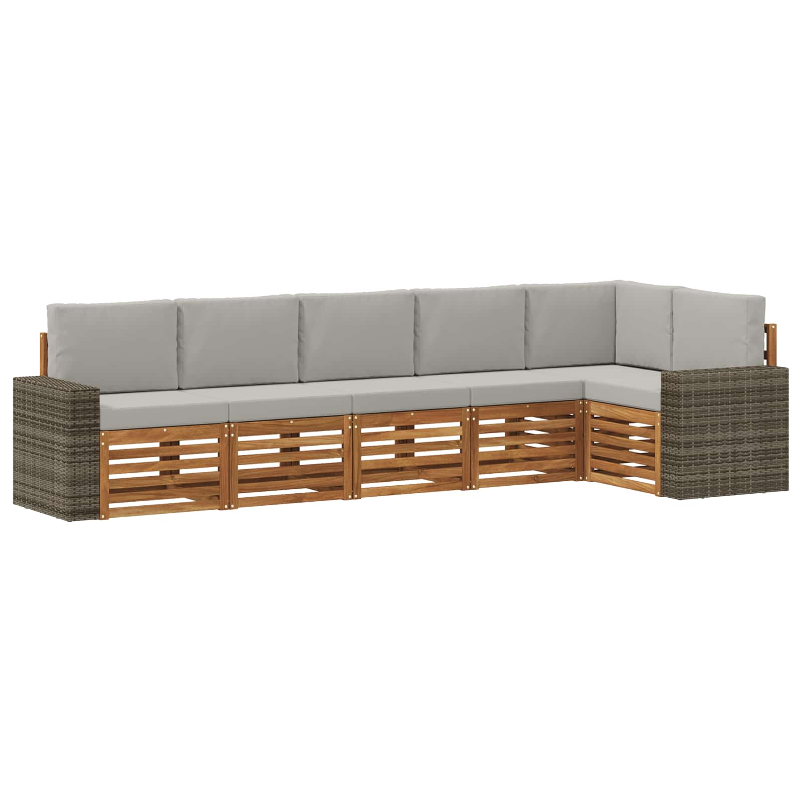 Hoekbank Set 6 pcs Naturel en lichtgrijs Massief Acaciahout is nu te koop bij PeponiXL, paradijselijk wonen!