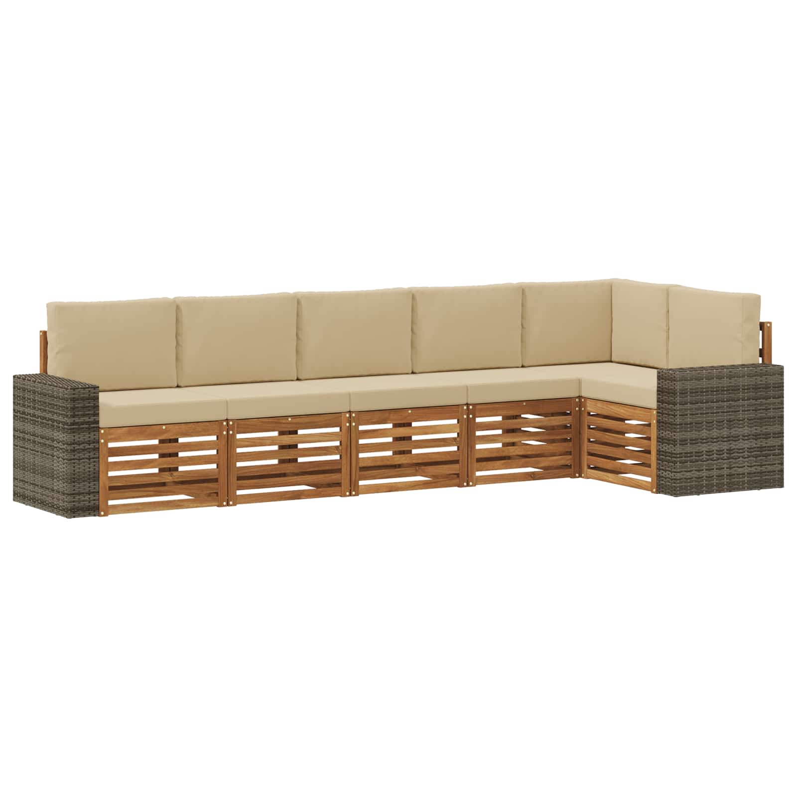 Hoekbank Set 6 pcs Natuurlijk en Beige Massief Acaciahout is nu te koop bij PeponiXL, paradijselijk wonen!