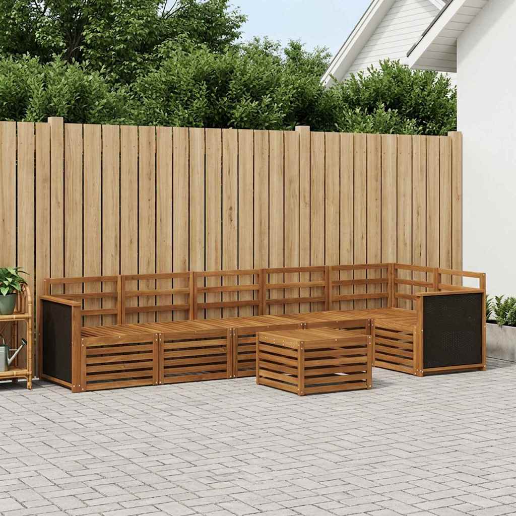 Hoekbank Set 6 pcs Naturel Massief Acaciahout is nu te koop bij PeponiXL, paradijselijk wonen!
