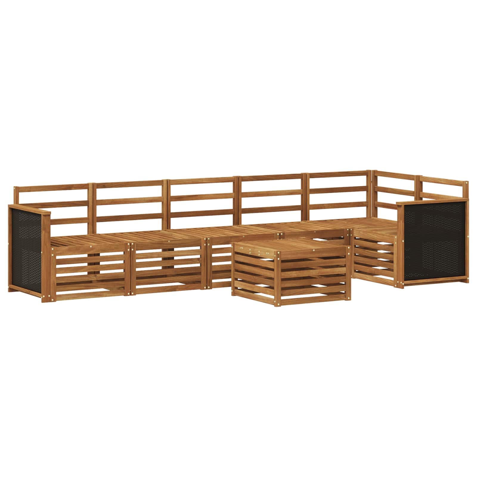 Hoekbank Set 6 pcs Naturel Massief Acaciahout is nu te koop bij PeponiXL, paradijselijk wonen!