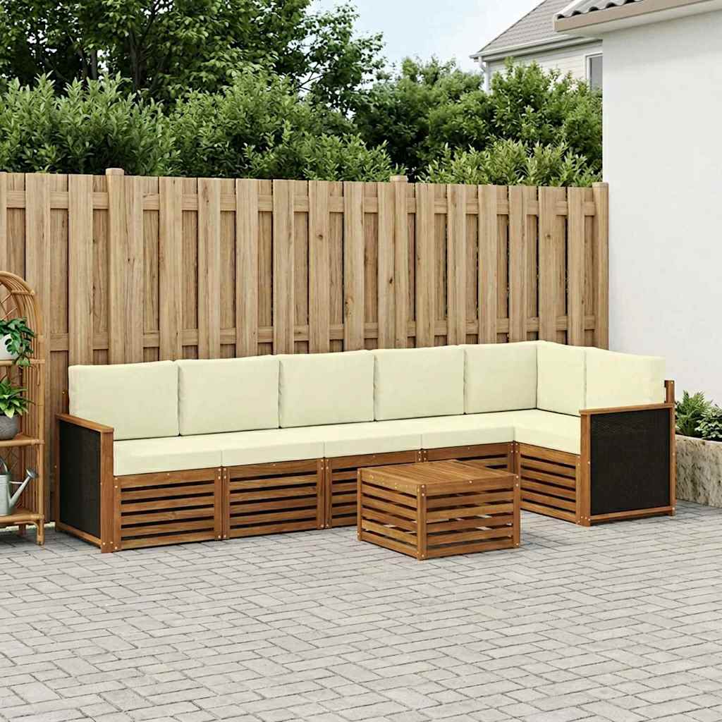 Hoekbank Set met kussen 6 pcs Natuurlijk en Crème is nu te koop bij PeponiXL, paradijselijk wonen!