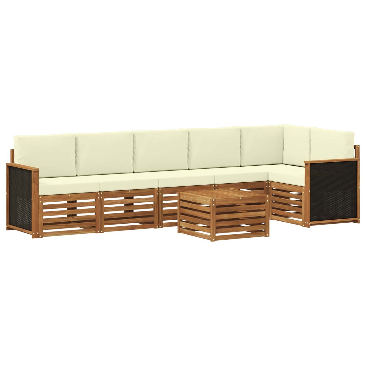 Hoekbank Set met kussen 6 pcs Natuurlijk en Crème is nu te koop bij PeponiXL, paradijselijk wonen!