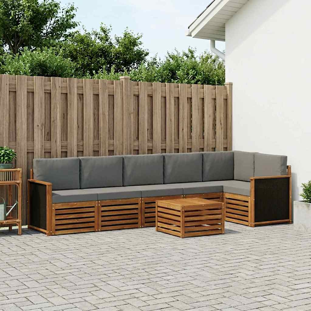 Hoekbank Set met kussen 6 pcs Naturel en lichtgrijs is nu te koop bij PeponiXL, paradijselijk wonen!