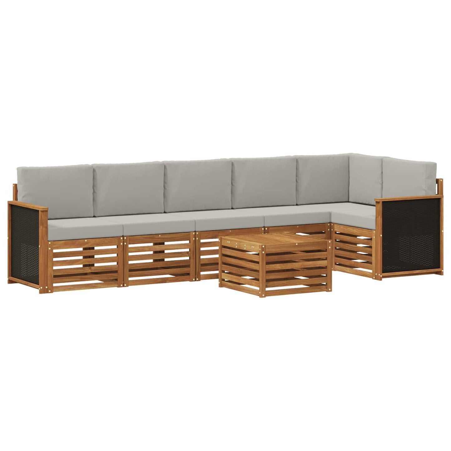 Hoekbank Set met kussen 6 pcs Naturel en lichtgrijs is nu te koop bij PeponiXL, paradijselijk wonen!