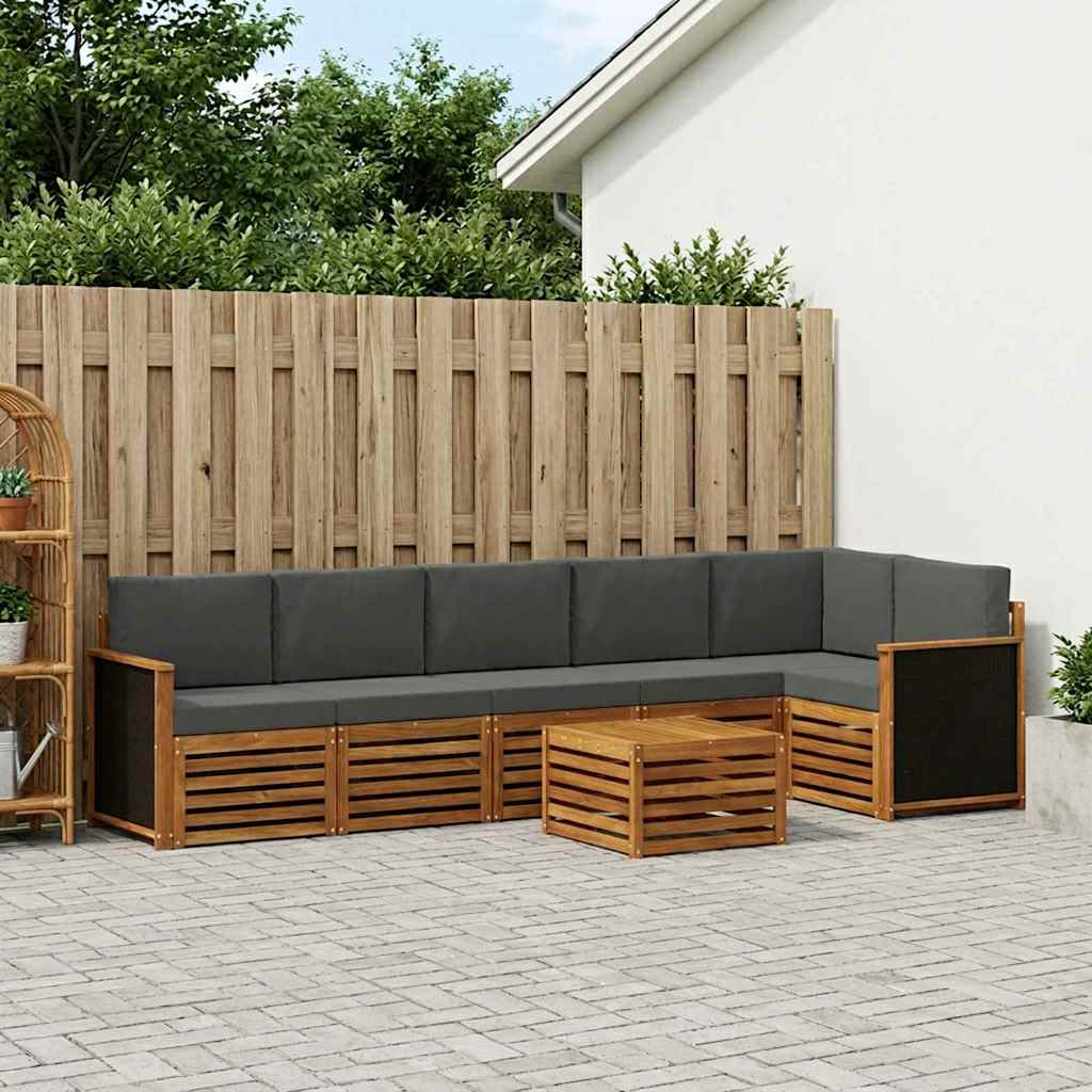 Hoekbank Set met kussen 6 pcs Natuurlijk en Antraciet is nu te koop bij PeponiXL, paradijselijk wonen!