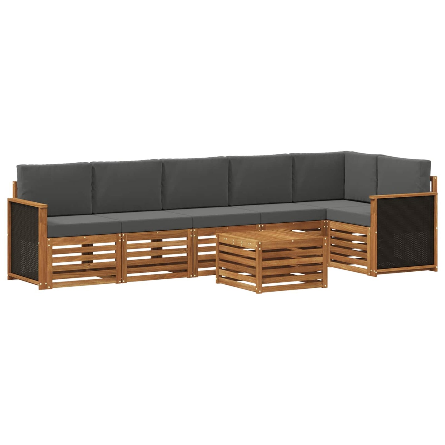 Hoekbank Set met kussen 6 pcs Natuurlijk en Antraciet is nu te koop bij PeponiXL, paradijselijk wonen!
