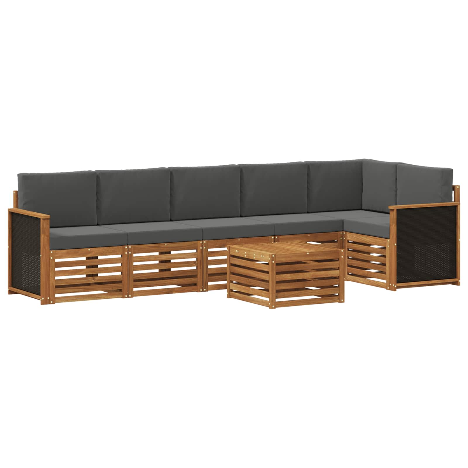 Hoekbank Set met kussen 6 pcs Natuurlijk en Antraciet is nu te koop bij PeponiXL, paradijselijk wonen!