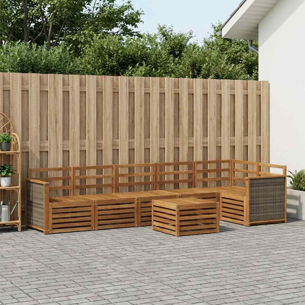 Hoekbank Set 6 pcs Naturel Massief Acaciahout is nu te koop bij PeponiXL, paradijselijk wonen!