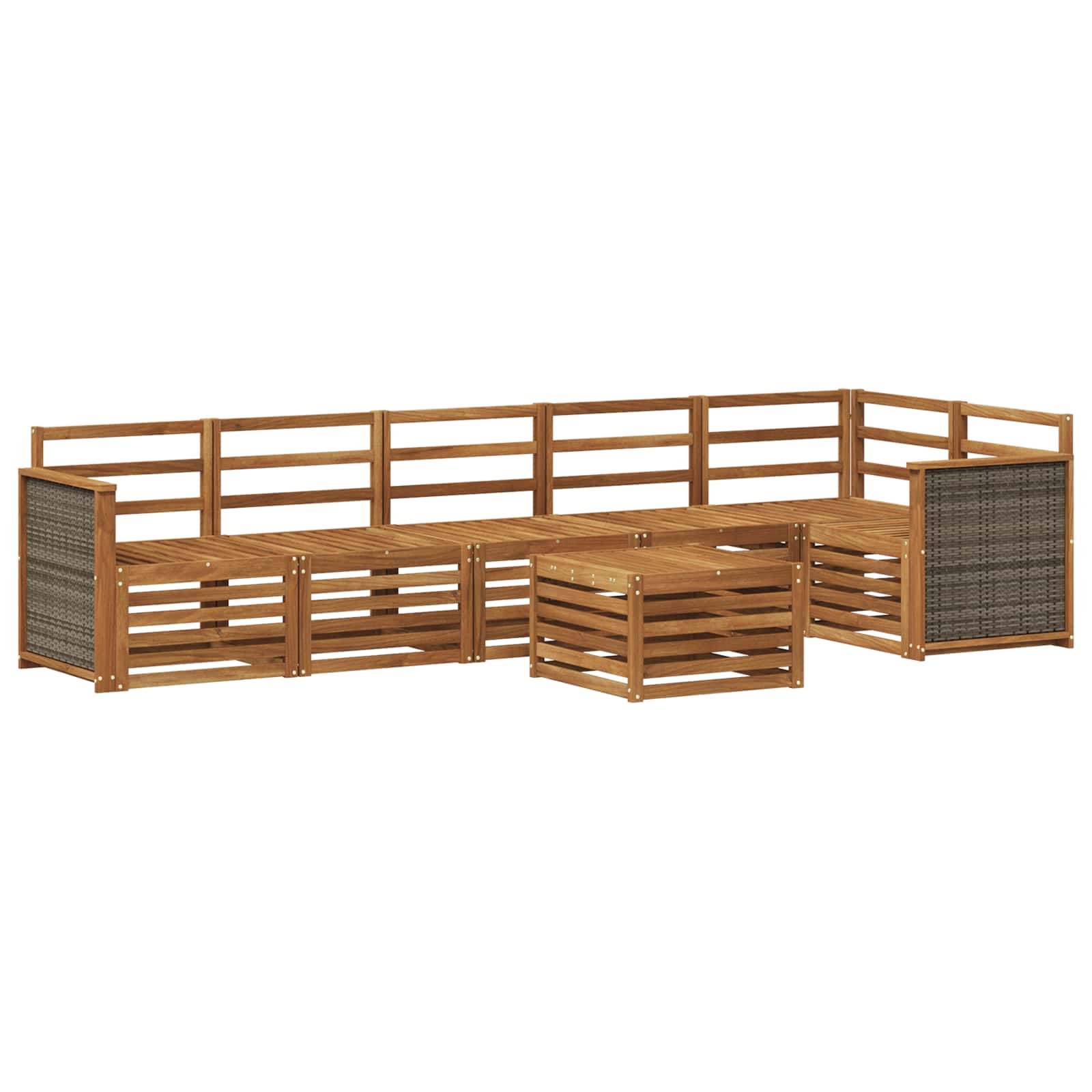 Hoekbank Set 6 pcs Naturel Massief Acaciahout is nu te koop bij PeponiXL, paradijselijk wonen!