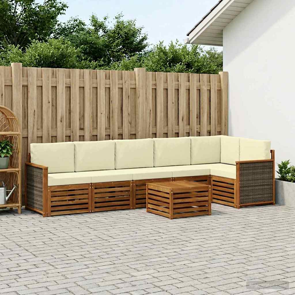 Hoekbank Set met kussen 6 pcs Natuurlijk en Crème is nu te koop bij PeponiXL, paradijselijk wonen!