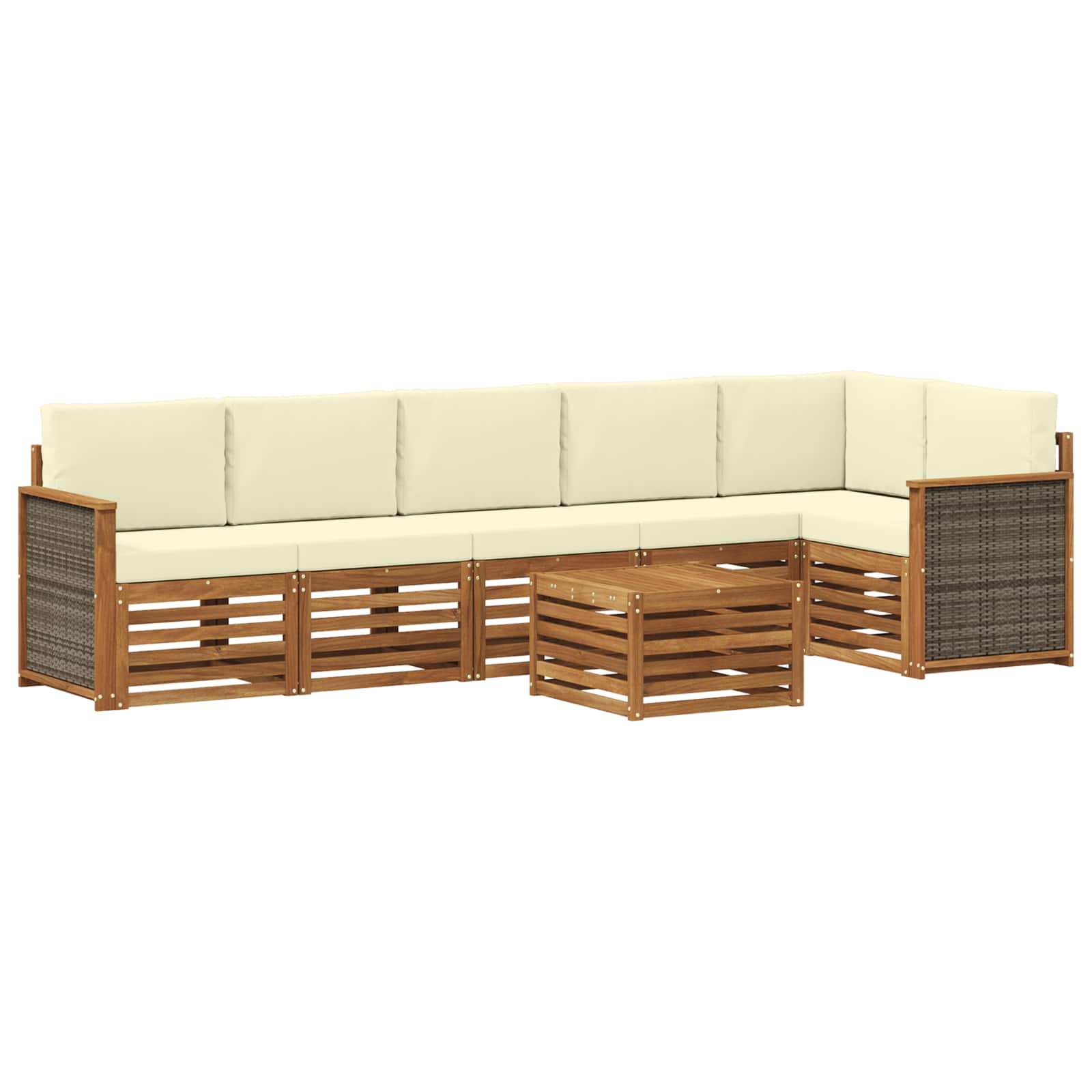 Hoekbank Set met kussen 6 pcs Natuurlijk en Crème is nu te koop bij PeponiXL, paradijselijk wonen!