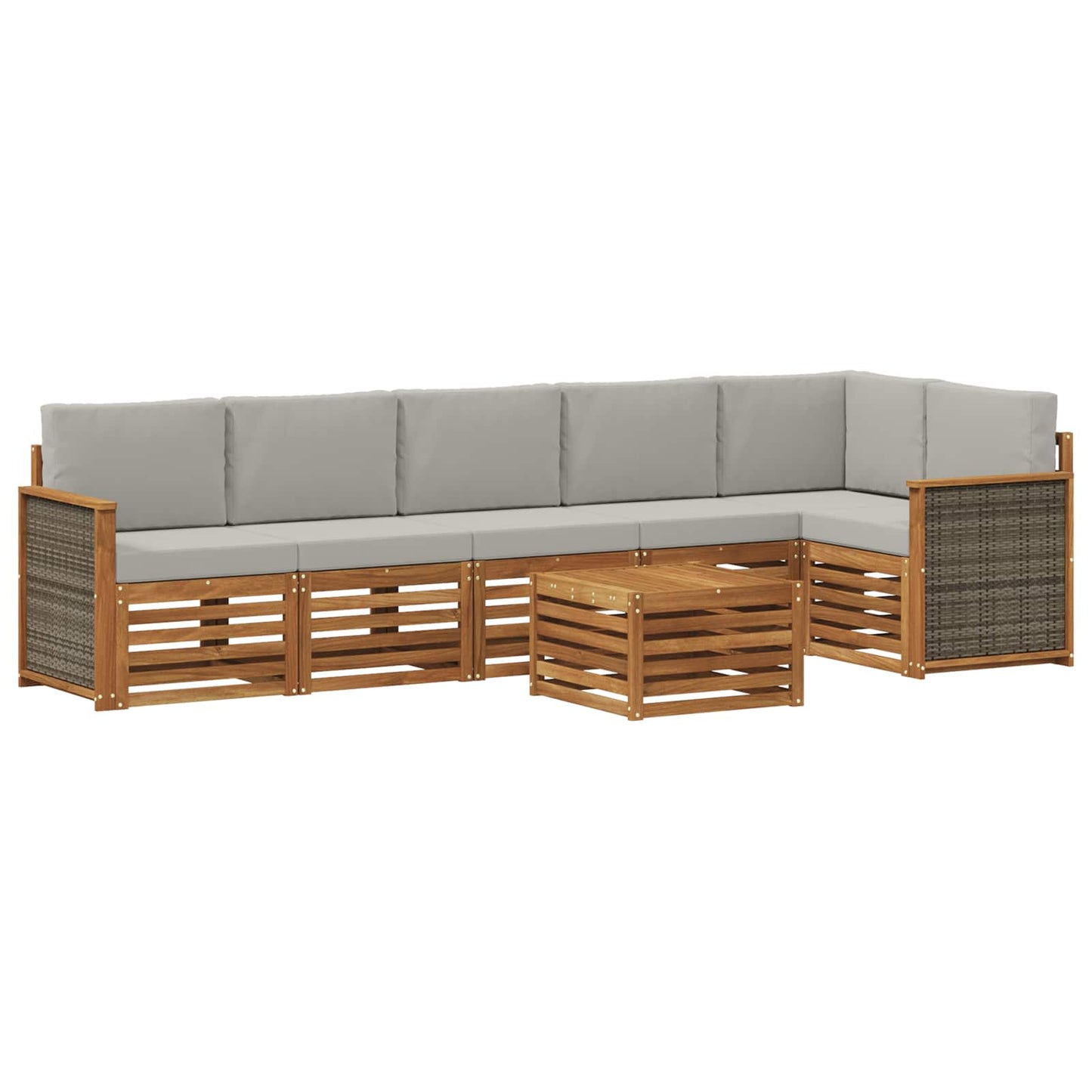 Hoekbank Set met kussen 6 pcs Naturel en lichtgrijs is nu te koop bij PeponiXL, paradijselijk wonen!
