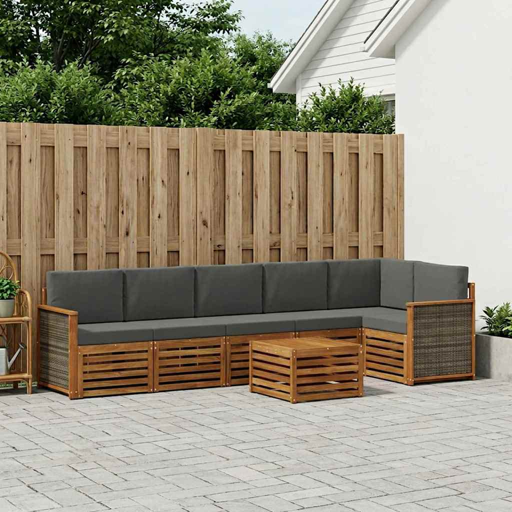 Hoekbank Set met kussen 6 pcs Natuurlijk en Antraciet is nu te koop bij PeponiXL, paradijselijk wonen!